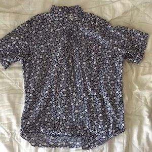 Short sleeve button up summer print patter blue